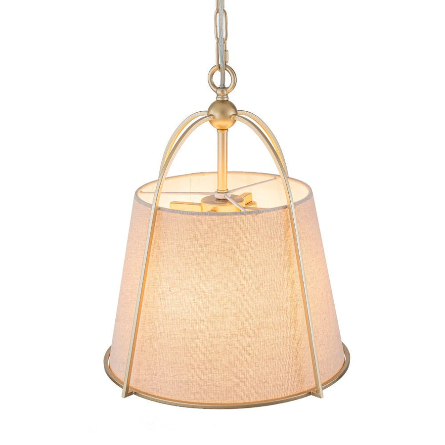 LightFixturesUSA - Modern Ivory Linen Conical Drum Cage Pendant Light - Ceiling Light - 14.6 in. - 