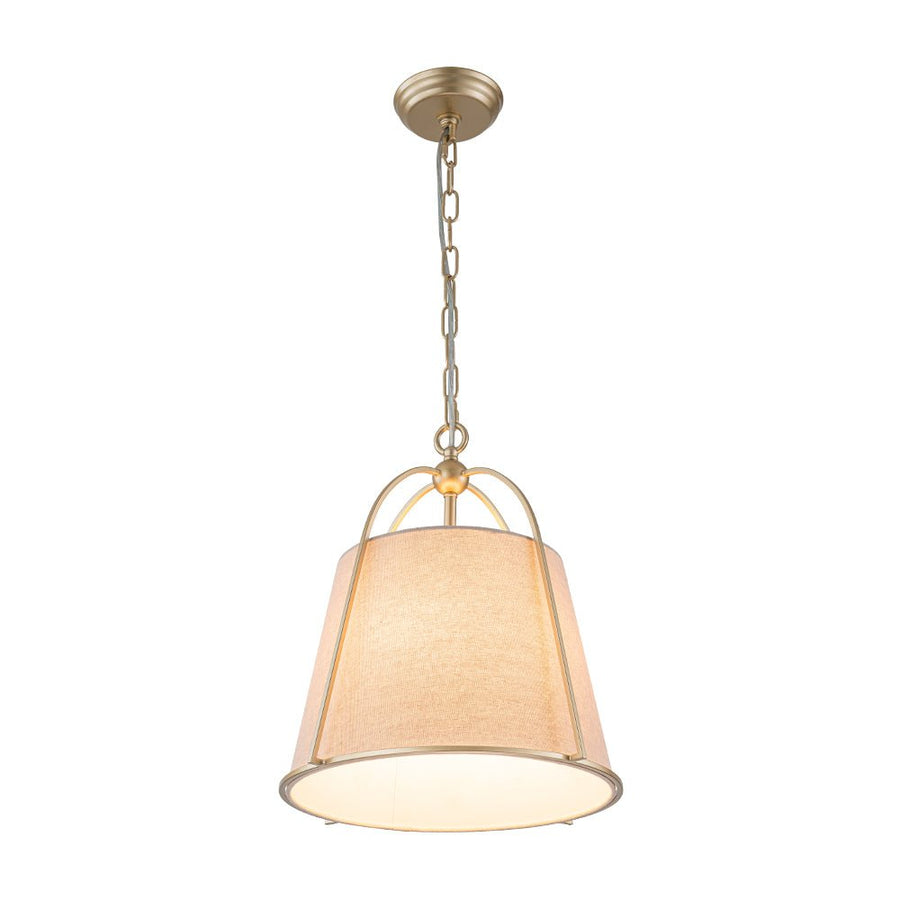 LightFixturesUSA - Modern Ivory Linen Conical Drum Cage Pendant Light - Ceiling Light - 14.6 in. - 