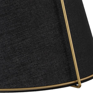 LightFixturesUSA - Modern Linen Conical Drum Cage Pendant Light - Ceiling Light - 15 in. - Black+Brass