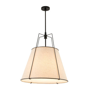LightFixturesUSA - Modern Linen Conical Drum Cage Pendant Light - Ceiling Light - Black/15 in - 