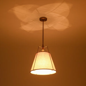 LightFixturesUSA - Modern Linen Conical Drum Cage Pendant Light - Ceiling Light - Black/15 in - 