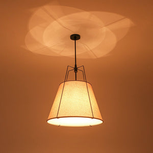 LightFixturesUSA - Modern Linen Conical Drum Cage Pendant Light - Ceiling Light - Black/15 in - 
