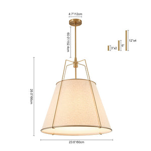 LightFixturesUSA - Modern Linen Conical Drum Cage Pendant Light - Ceiling Light - Black/15 in - 