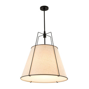LightFixturesUSA - Modern Linen Conical Drum Cage Pendant Light - Ceiling Light - Black/15 in - 