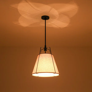LightFixturesUSA - Modern Linen Conical Drum Cage Pendant Light - Ceiling Light - Black/15 in - 