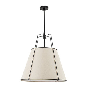 LightFixturesUSA - Modern Linen Conical Drum Cage Pendant Light - Ceiling Light - Black/15 in - 