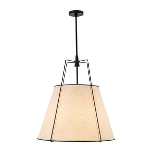 LightFixturesUSA - Modern Linen Conical Drum Cage Pendant Light - Ceiling Light - Black/15 in - 