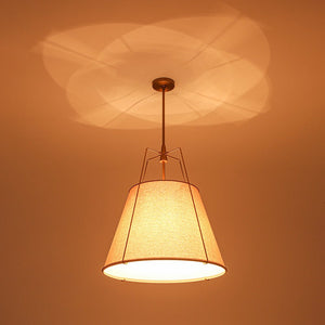 LightFixturesUSA - Modern Linen Conical Drum Cage Pendant Light - Ceiling Light - Black/15 in - 