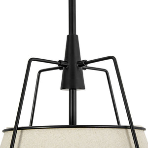 LightFixturesUSA - Modern Linen Conical Drum Cage Pendant Light - Ceiling Light - Black/15 in - 