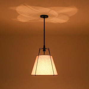LightFixturesUSA - Modern Linen Conical Drum Cage Pendant Light - Ceiling Light - Black/15 in - 
