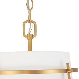 LightFixturesUSA - Modern Mid - Century Fabric Tall Cone Cage Pendant Light - Ceiling Light - Brass - 
