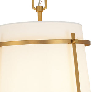 LightFixturesUSA - Modern Mid - Century Fabric Tall Cone Cage Pendant Light - Ceiling Light - Brass - 