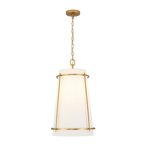 LightFixturesUSA - Modern Mid - Century Fabric Tall Cone Cage Pendant Light - Ceiling Light - Brass - 