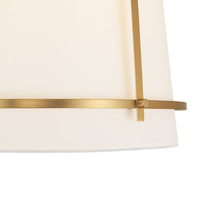 LightFixturesUSA - Modern Mid - Century Fabric Tall Cone Cage Pendant Light - Ceiling Light - Brass - 