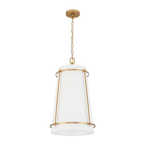 LightFixturesUSA - Modern Mid - Century Fabric Tall Cone Cage Pendant Light - Ceiling Light - Brass - 