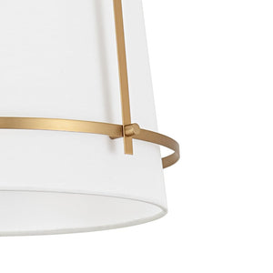 LightFixturesUSA - Modern Mid - Century Fabric Tall Cone Cage Pendant Light - Ceiling Light - Brass - 