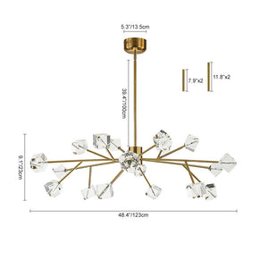 LightFixturesUSA - Modern Mid - century Glam Branch Crystal Sputnik Chandelier - Chandelier - Brass - 
