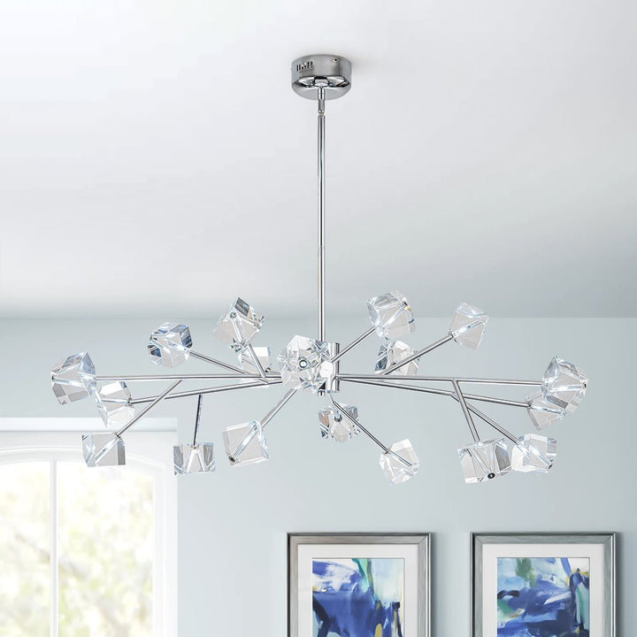 LightFixturesUSA - Modern Mid - century Glam Branch Crystal Sputnik Chandelier - Chandelier - Chrome - 