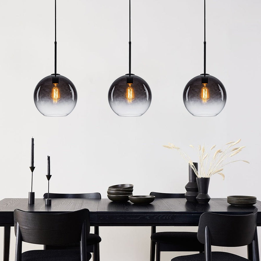 LightFixturesUSA - Modern Minimalist 1 - light Smoked Grey Tinted Glass Globe Pendant - Pendant Light - Black - 