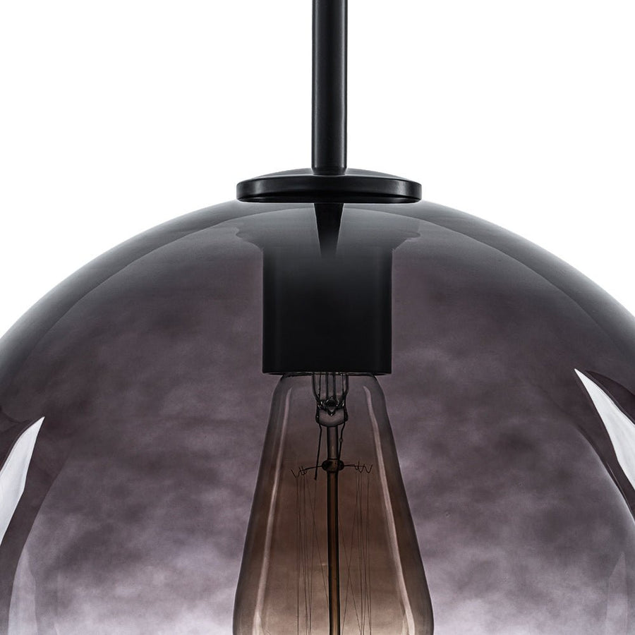 LightFixturesUSA - Modern Minimalist 1 - light Smoked Grey Tinted Glass Globe Pendant - Pendant Light - Black - 