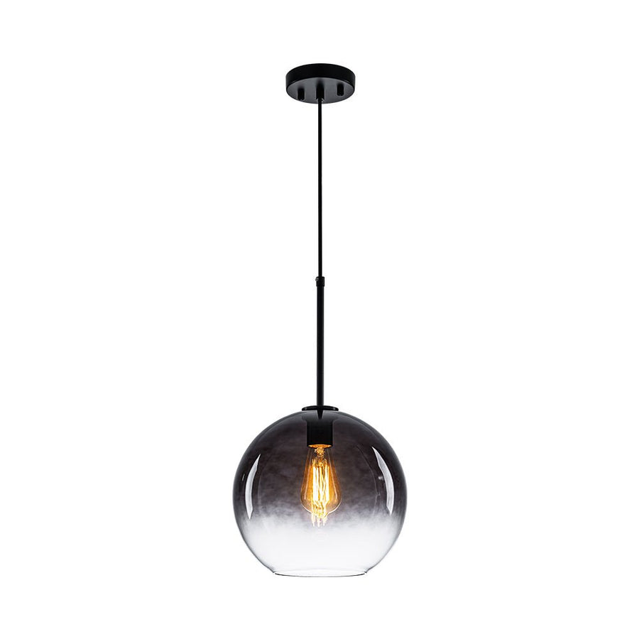 LightFixturesUSA - Modern Minimalist 1 - light Smoked Grey Tinted Glass Globe Pendant - Pendant Light - Black - 