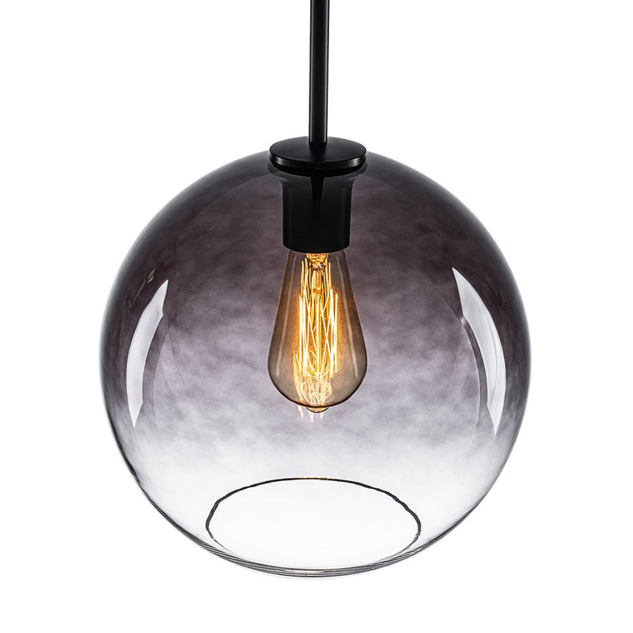 LightFixturesUSA - Modern Minimalist 1 - light Smoked Grey Tinted Glass Globe Pendant - Pendant Light - Black - 