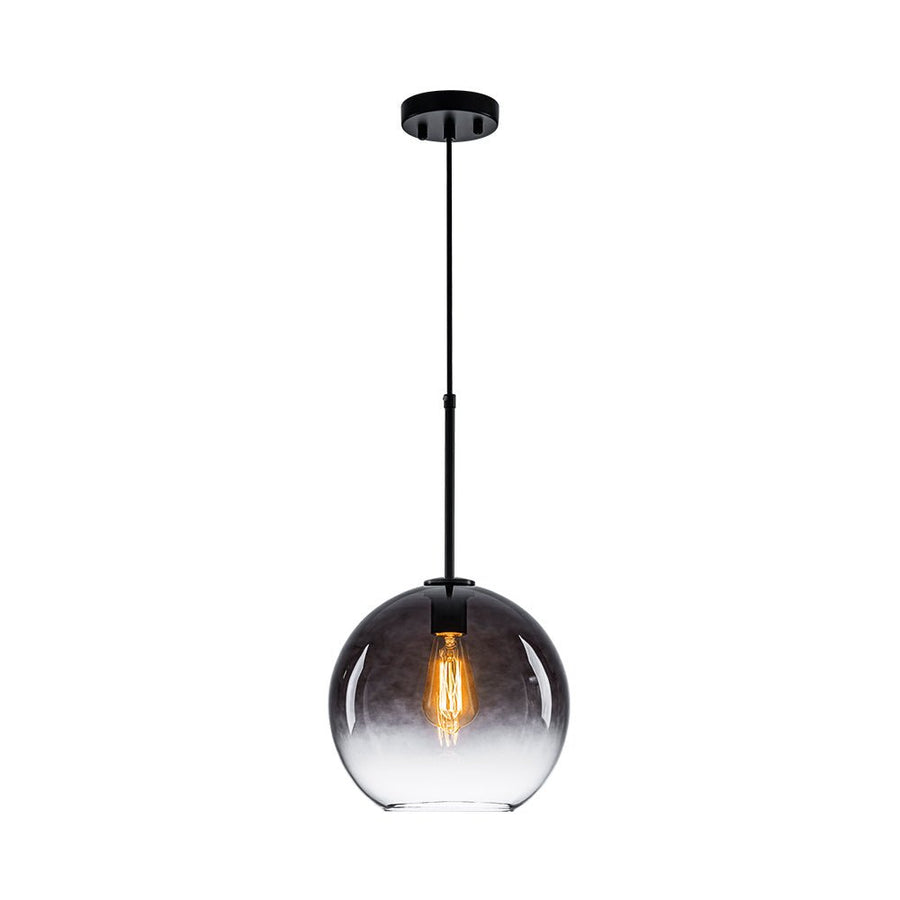 LightFixturesUSA - Modern Minimalist 1 - light Smoked Grey Tinted Glass Globe Pendant - Pendant Light - Black - 