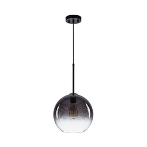 LightFixturesUSA - Modern Minimalist 1 - light Smoked Grey Tinted Glass Globe Pendant - Pendant Light - Black - 