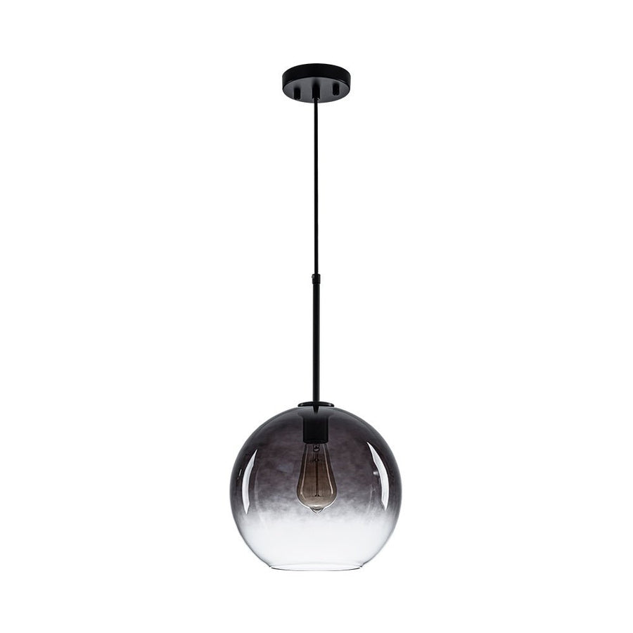 LightFixturesUSA - Modern Minimalist 1 - light Smoked Grey Tinted Glass Globe Pendant - Pendant Light - Black - 