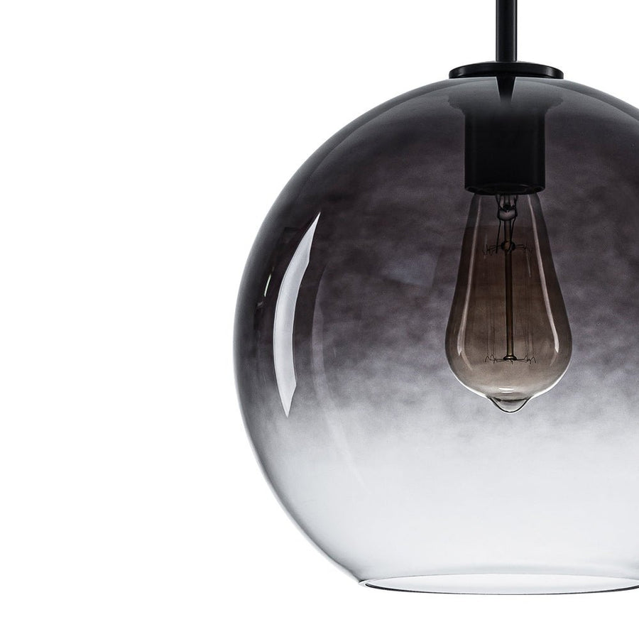 LightFixturesUSA - Modern Minimalist 1 - light Smoked Grey Tinted Glass Globe Pendant - Pendant Light - Black - 