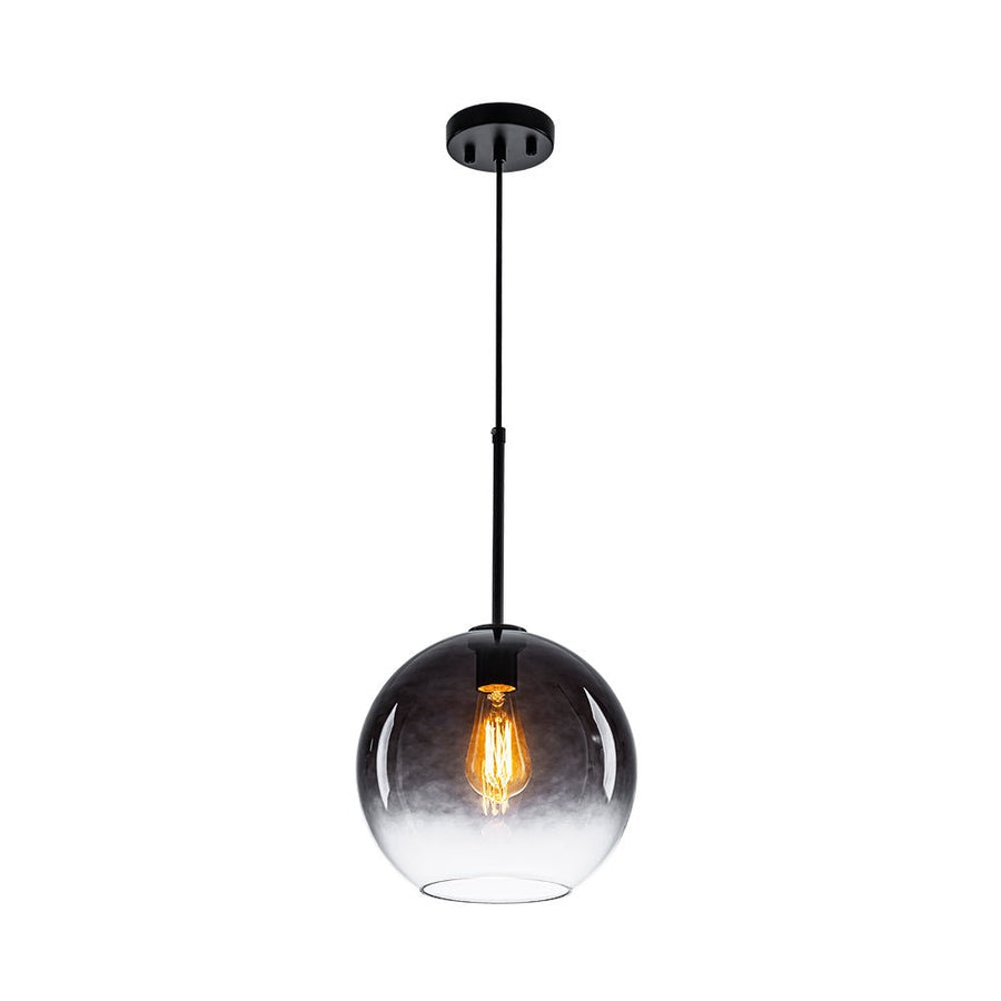 LightFixturesUSA - Modern Minimalist 1 - light Smoked Grey Tinted Glass Globe Pendant - Pendant Light - Black - 