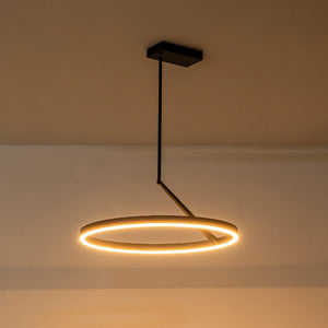 LightFixturesUSA - Modern Minimalist Dimmable LED Circle Pendant Light - Chandelier - Black - 