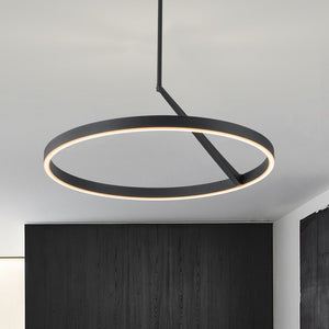 LightFixturesUSA - Modern Minimalist Dimmable LED Circle Pendant Light - Chandelier - Black - 