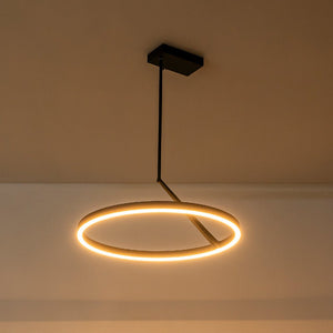 LightFixturesUSA - Modern Minimalist Dimmable LED Circle Pendant Light - Chandelier - Black - 