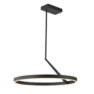 LightFixturesUSA - Modern Minimalist Dimmable LED Circle Pendant Light - Chandelier - Black - 
