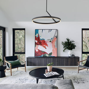 LightFixturesUSA - Modern Minimalist Dimmable LED Circle Pendant Light - Chandelier - Brass - 