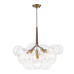 LightFixturesUSA - Modern Morandi Clear Glass Globe Cluster Bubble Chandelier - Chandelier - Brown + Brass - 