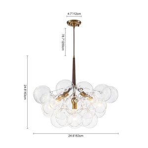 LightFixturesUSA - Modern Morandi Clear Glass Globe Cluster Bubble Chandelier - Chandelier - Brown + Brass - 