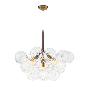LightFixturesUSA - Modern Morandi Clear Glass Globe Cluster Bubble Chandelier - Chandelier - Brown + Brass - 