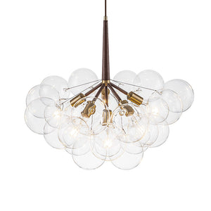 LightFixturesUSA - Modern Morandi Clear Glass Globe Cluster Bubble Chandelier - Chandelier - Brown + Brass - 
