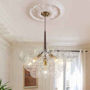 LightFixturesUSA - Modern Morandi Clear Glass Globe Cluster Bubble Chandelier - Chandelier - Brown + Brass - 