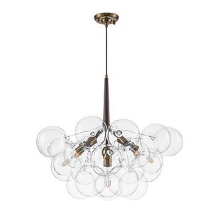 LightFixturesUSA - Modern Morandi Clear Glass Globe Cluster Bubble Chandelier - Chandelier - Brown + Brass - 