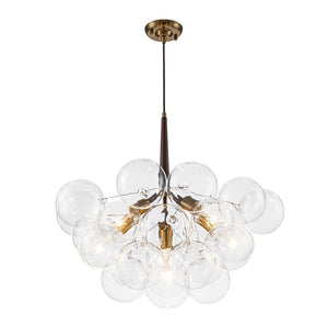 LightFixturesUSA - Modern Morandi Clear Glass Globe Cluster Bubble Chandelier - Chandelier - Brown + Brass - 