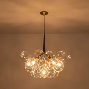 LightFixturesUSA - Modern Morandi Clear Glass Globe Cluster Bubble Chandelier - Chandelier - Brown + Brass - 