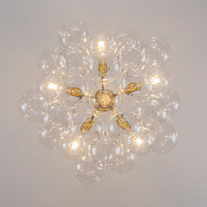 LightFixturesUSA - Modern Morandi Clear Glass Globe Cluster Bubble Chandelier - Chandelier - Brown + Brass - 