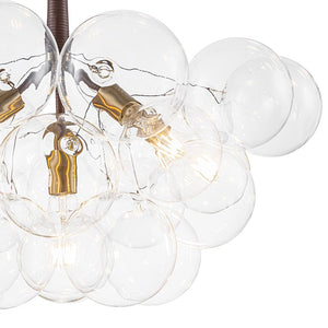 LightFixturesUSA - Modern Morandi Clear Glass Globe Cluster Bubble Chandelier - Chandelier - Brown + Brass - 