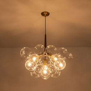 LightFixturesUSA - Modern Morandi Clear Glass Globe Cluster Bubble Chandelier - Chandelier - Brown + Brass - 
