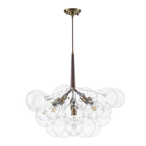 LightFixturesUSA - Modern Morandi Clear Glass Globe Cluster Bubble Chandelier - Chandelier - Brown + Brass - 