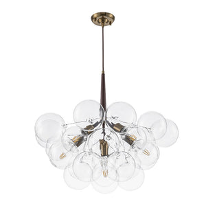 LightFixturesUSA - Modern Morandi Clear Glass Globe Cluster Bubble Chandelier - Chandelier - Brown + Brass - 