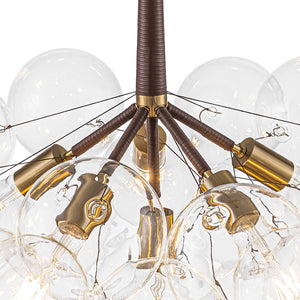 LightFixturesUSA - Modern Morandi Clear Glass Globe Cluster Bubble Chandelier - Chandelier - Brown + Brass - 